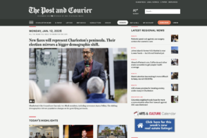 The Post and Courier's homepage on Monday, Jan. 12, 2026.