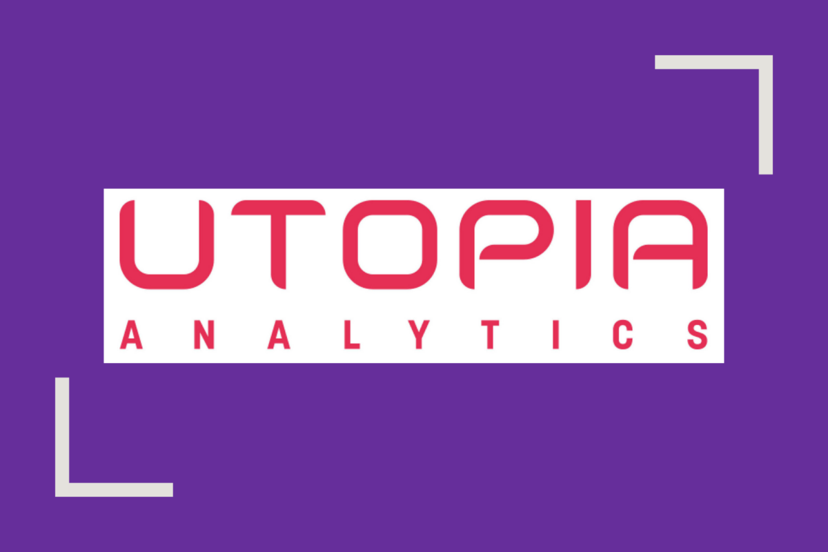 Utopia Analytics logo on a dark purple background.
