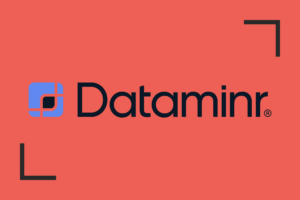 Dataminr's logo on a bright coral background
