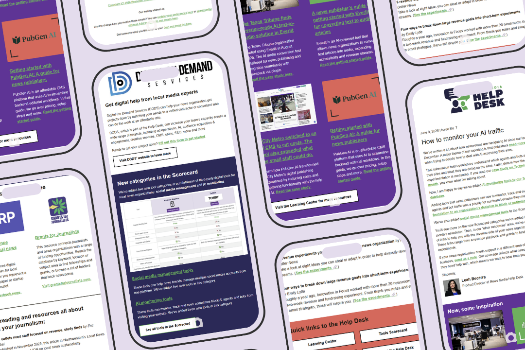 Illustrated phone screens displaying screenshots from the June newsletter.